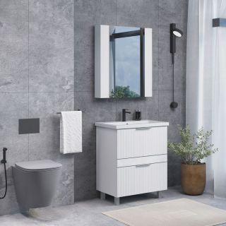 Тумба-умывальник Comforty Лиссабон 95 дуб темный с черной столешницей c раковиной Comforty 9111, левая