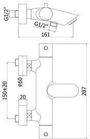 Смеситель для ванны с душем Paffoni Light LIQ022NO