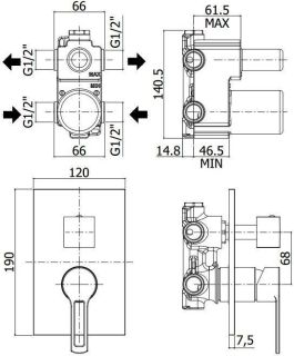 Смеситель для душа Paffoni Ringo RIN018NO/M (с внутренней частью)