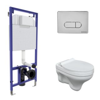 Комплект Berges 4в1 042437: инсталляция NOVUM 525 D3 хром глянец унитаз ALBIT S сидение дюропласт Top Slim SO