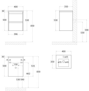 Подвесная тумба под раковину Art&Max Family 40см бетон экзотик Family-400-2C-SO-PE