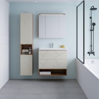 Зеркальный шкаф с подсветкой Бриклаер Кристалл 4627125417207 75 см дуб крафт табачный