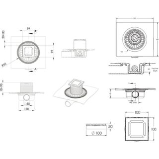 Душевой трап Berges Wasserhaus Zentrum Antik 090364 10х10 Матовый хром