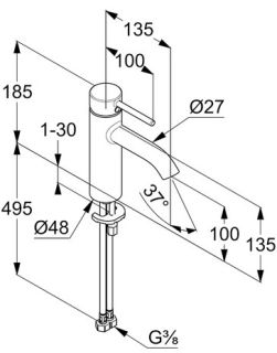 Смеситель для раковины Kludi Bozz хром 382820576