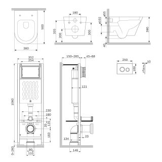 Инсталляция Am.Pm ErgoFit с подвесным унитазом Aquaspin и клавишей IS110151.851900