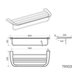 Полка для полотенец Knotlor  TR103GM, оружейная сталь