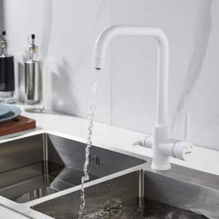 Смеситель для кухни Shevanik S228C с подключением фильтра белый