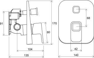 Смеситель Ravak 10°-TD 065.00 X070070 для душа