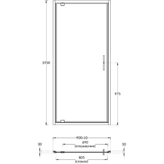 Душевая дверь Kerama Marazzi Vetro VE.90.PD.BLK.M 90 см стекло прозрачное профиль чёрный матовый