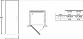 Душевая дверь Jacob Delafon CONTRA E22T90-GA  90*200