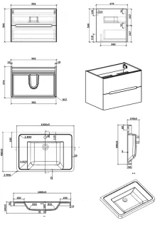 Подвесная тумба с раковиной Parly Spa River100 лилейно-белый