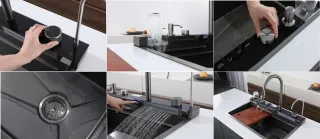 Мойка кухонная Ceruttispa GLORIA nano black CT10356 многофункциональная серая