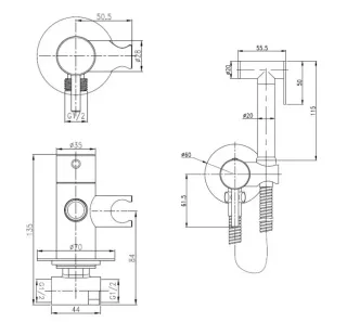 Гигиенический душ со смесителем Boch Mann Braies BM10408 хром