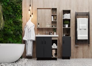 Напольная тумба под раковину Onika Тимбер 107057 70см серый матовый/дуб сонома