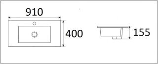 Раковина  CeramaLux 9393-90 белая 91 см