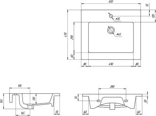 Мебельная раковина Kirovit Оскар 65 см белый