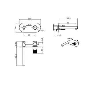 Встраиваемый смеситель для раковины Boheme Stick Touch 125-CB.2 брашированная медь