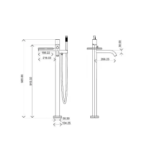 Напольный смеситель для ванны Boheme Stick Linea 129-GM.3 оружейная сталь