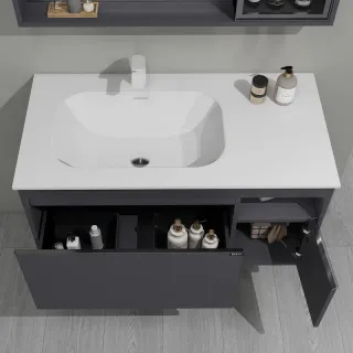 Тумба с раковиной Black&White Universe 9101000 100 см серый матовый