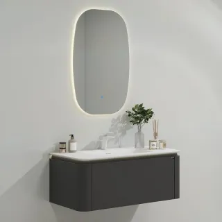 Тумба с раковиной Black&White Universe 935800 80 см серый