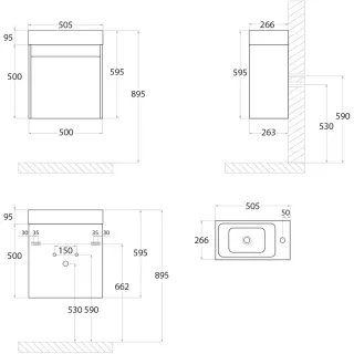 Тумба под раковину ArtMax Family Family-M-500-1D-SO-BO 50 см дуб бурбон
