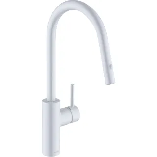 Смеситель для кухни Kludi E-Go Voice 423005377 электронный с выдвижным изливом белый матовый