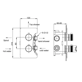 Встраиваемый смеситель для душа Boheme Cell 134-3-MW 3-х проходной термостатический белый матовый