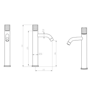 Смеситель для раковины Boheme Stick 122-MG-MR-B золото матовой/чёрный мрамор