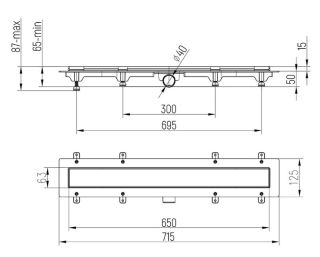 Душевой лоток Paini Line CH650L 65см хром глянец