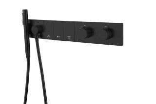 Встраиваемый смеситель для душа Boheme Zodiac Thermo 133-SYS-B с термостатом чёрный