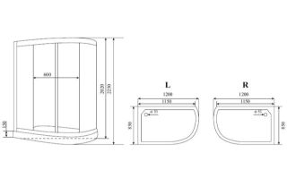 Душевая кабина Timo Standart T-5502R Г/М 120x85см
