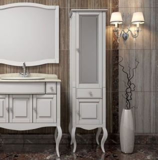 Шкаф-колонна Opadiris Лаура 44 R Z0000012757 Белый матовый ручки Swarovski Хром