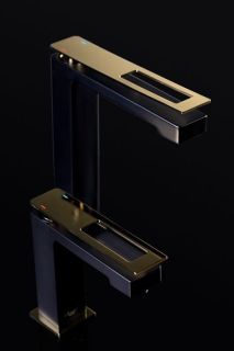 Смеситель для накладной раковины Boheme Q чёрный/золото 142-BG