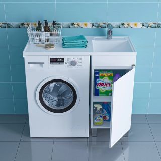 Тумба под раковину для стиральной машины СанТа Марс 700221 38см белый