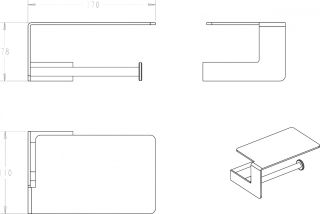 Держатель для туалетной бумаги Boheme Q с полкой золото 10941-G
