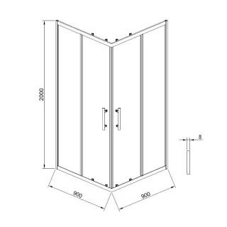 Душевой уголок Timo T38 90x90 см золото матовое
