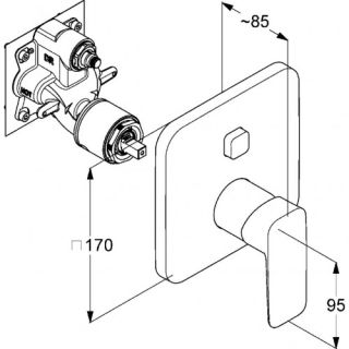 Встраиваемый смеситель для ванны и душа Kludi Pure&Style чёрный матовый 406593975