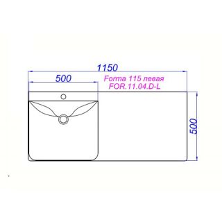 Раковина Aqwella Forma FOR.11.04.D-L 115 см для установки над стиральной машиной