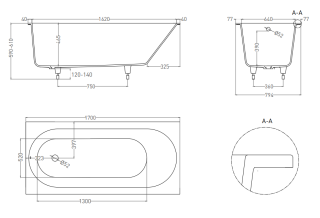 Ванна из искусственного камня Salini Ornella S-Sense 102314G 170x80см белый глянцевый