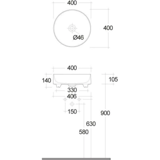 Раковина Kludi Resa R 58CW1043 40 см белый