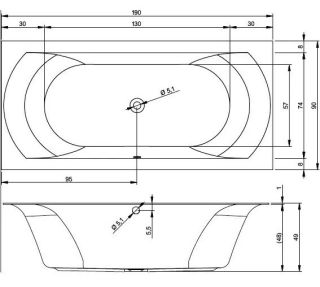 Акриловая ванна Riho Linares Velvet B143001105 190х90см белый матовый