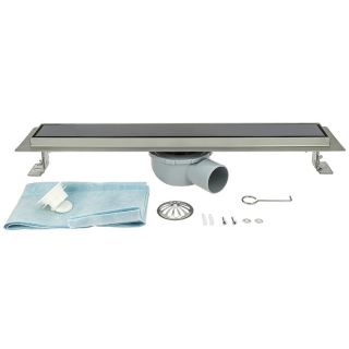 Душевой трап ALMAes Laguna LG50BL 50см чёрное стекло