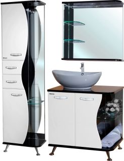 Зеркало с подсветкой Bellezza Рио 70см левое белый/чёрный 00000007190