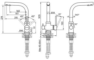 Смеситель для кухни Paulmark Essen Es213011-QUCR кварц/хром