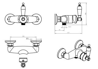 Смеситель для душа Boheme Vogue  Provance_Комплект бронза