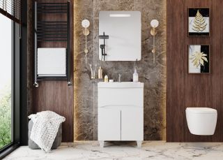 Шкаф-зеркало с подсветкой Onika Неаполь 206064 60см белый