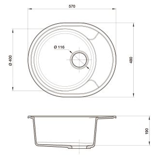 Мойка кухонная Reflexion Allonge 58-BE RF0658BE бежевый