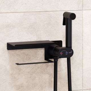 Гигиенический душ со смесителем RGW SP-221B 581408221-04 c полкой чёрный
