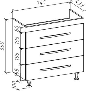 Тумба под раковину Bellezza Рокко 80см красный 00000010170