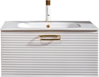 Тумба под раковину Armadi Art Vallessi Avangarde Linea 100см белый/золото 842-100-WG